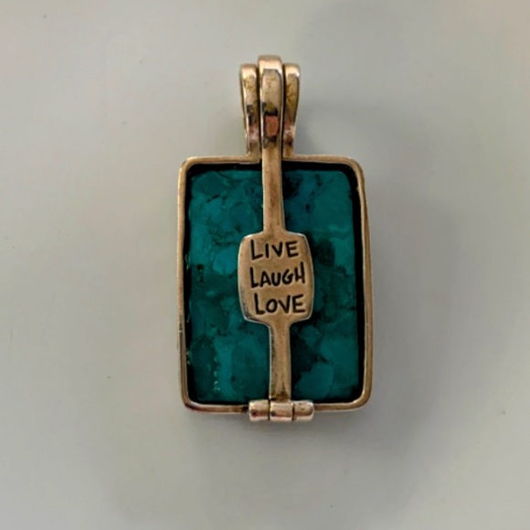 Vintage Silpada Sterling Silver Live Laugh Love Tree of Life Turquoise Pendant - Picture 3 of 3